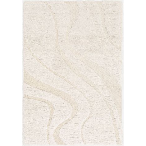 Tappeto  interno shaggy motivo con rilievo crema