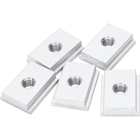 Lot de 5 écrous coulissants M8 pour rainure en T, en alliage d'aluminium. (1/5)