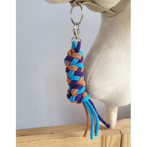 Laisse en corde pour cheval de loisir - Violet foncé/Turquoise/Terre cuite (1/2)