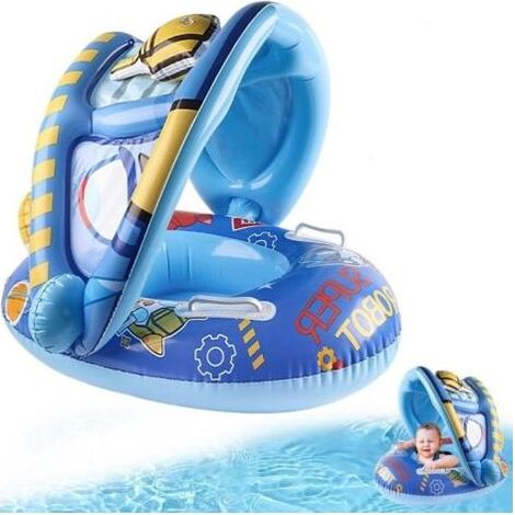 (Bleu)Bouée Bébé gonflable Piscine avec Auvent Bébé Siège De Piscine Flotteur de Piscine pour bébé Anneau de Natation pour bébé (1/5)