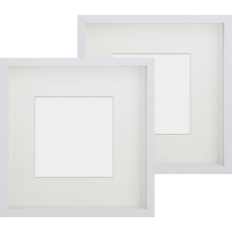 Bilderrahmen 3D 20x20 Echtglas Weiß 2er 20x20 cm für 10x10 cm (1/5)