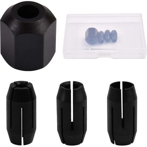 4 pack CN1 Kit de Collet et écrou de remplacement 3 pinces (1/8-inch, 5/32-inch, 1/4-inch) et 1 écrou pour outils de scie à spirale et outils de découpe de cloisons sèches compatibles avec (1/4)