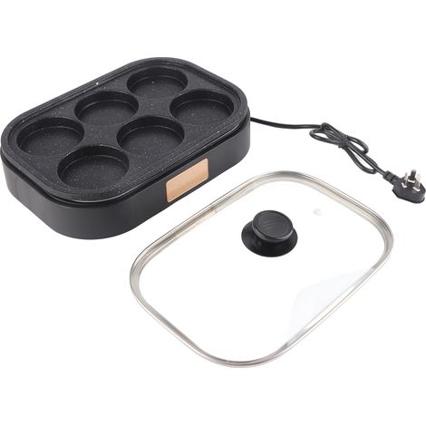 Antihaftbeschichtete Eierpfanne mit 6 Mulden, multifunktionaler Frühstücks- und Hamburgermaker mit Deckel (1/5)