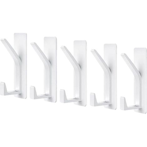 Bardusch-5 pcs accroche-serviette adhésif mural, sans perçage, pour salle de bain, cuisine ou salon, blanc (1/5)