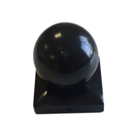 Winox – Chapeau boule époxy noir pour poteau 7x7 cm – Acier peint – Boule Ø 50 mm – 2 trous de Ø 5 mm pour fixation