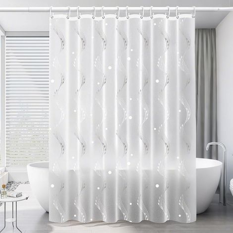 120L x 200H cm Rideau de Douche PEVA,Rideaux Salle de Bain Semi Transparent Imperméable Anti Moisissure pour Baignoire Cabine de Douche Transparente (1/5)