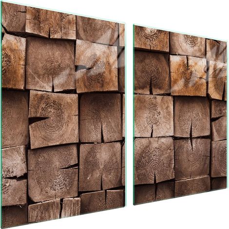 Plaque de protection en verre pour poêle 2x45x52 Bois (1/5)