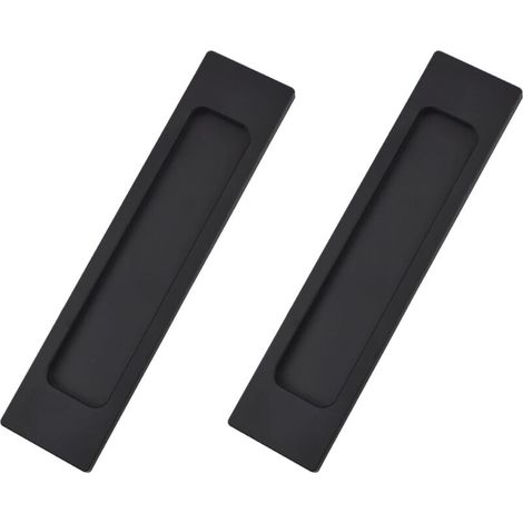 Lot de 2 poignées de porte coulissantes rectangulaires auto-adhésives en alliage d'aluminium noir mat sans perforation pour portes coulissantes, fenêtres et armoires (1/5)