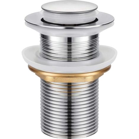 Piletta di scarico universale per lavello senza troppopieno, tappo di scarico automatico con valvola push-open e tappo estraibile in acciaio inox (1/4)