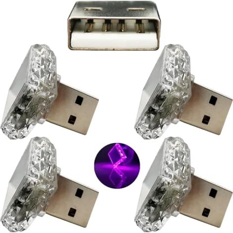 Lumière Portable Feux Secours 5V/1A USB carré (tactile) rose 4Pcs Mini lumière ambiante en matériau PC adapté à diverses prises USB telles que les banques d'alimentation et les voitures (1/5)