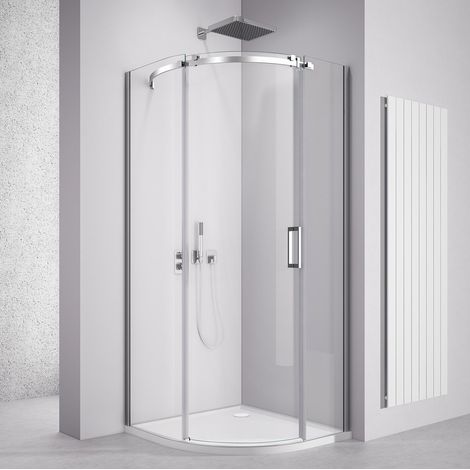 Paroi de douche en quart de cercle THRON SQUARE 900x900mm, verre clair, gauche (1/3)