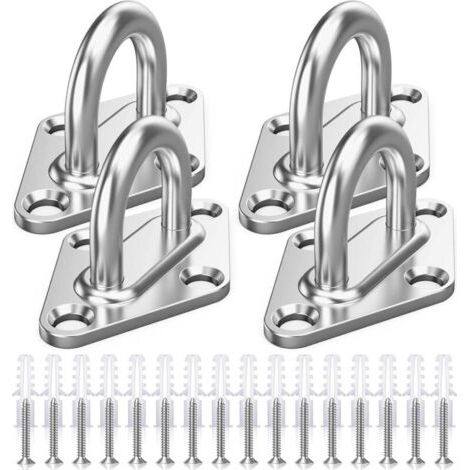Plaques à Oeillets Rhombic,4 Pièces Platine Oeillet Inox M5 Kit de Crochet Plafond Charge Lourde,Crochet Suspension Plafond Fixation Support Anneau Mural Crochets D'ancrage pour Accrocher Objets (1/5)