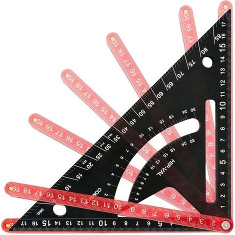 Équerre de charpentier, équerre de traçage combinée pour charpentiers, règle triangulaire réglable pour mesurer les angles, accessoires de menuiserie pour le bricolage et la construction (1/4)