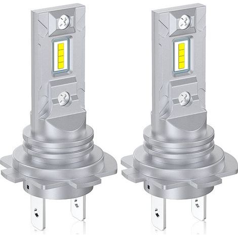 Juego de 2 bombillas LED para faros de coche H7 1:1 12 V 4000 lm 6000 K Luz blanca Plug & Play Tamaño mini súper brillante para una disipación térmica eficaz (1/5)