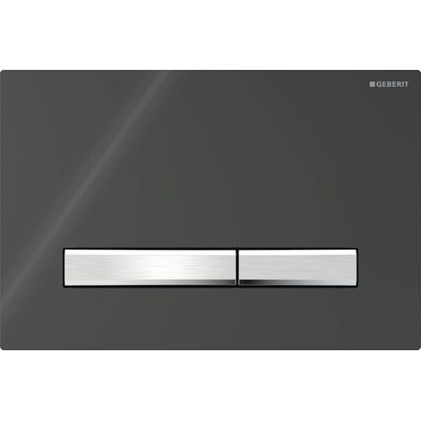 Plaque de commande compatible Geberit Sigma50 à double chasse, couleur chrome métallisé : chrome, noir (115.788.DW.2) (1/4)