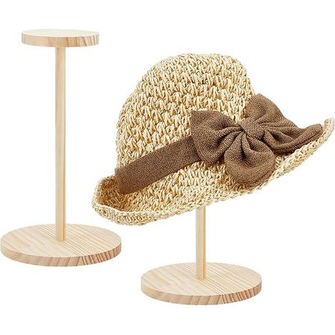 Set of 2 Wooden Hat Display Stands Wig Organizer Hat Holder Hat Holders for Vendors Hat Display Organizers Headsets and Wigs (1/3)