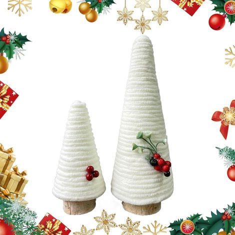 Décoration de Noël - décoration de Vacances de la pièce maîtresse en 2 pièces pour la saison d'hiver, conception de pin miniature avec base stable, ornement de saison rustique pour cheminée, ferme (1/5)
