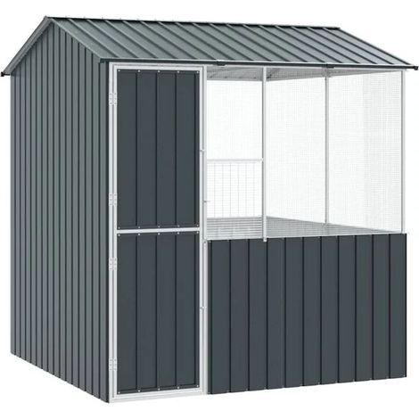 Cage à oiseaux, couleur anthracite, 215 x 209 x 230 cm, acier galvanisé.