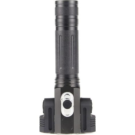 Lampe torche,Lampe de poche à lumière forte Lampe de poche à LED rechargeable à trois têtes réglable à 180 ° T6 + XPE