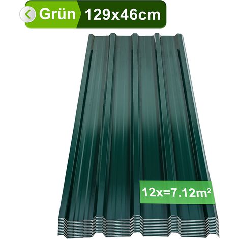 Wolketon Pannelli per tetto 12 pz 129x46 cm, acciaio zincato verde, 7 m², lamiera profilata per tetto e parete