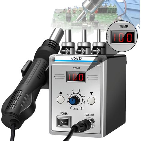Pistola de calor, pantalla LED, control de temperatura ajustable, UE (1/2)