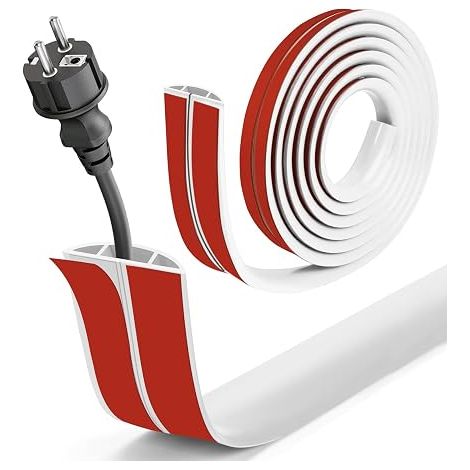 Copricavo elettrico da pavimento autoadesivo, canaline portacavi, copricavo da pavimento, passacavo flessibile adesivo da pavimento per ufficio, casa, magazzino, concerto (bianco) (1/5)