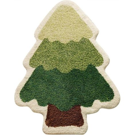 Tapis de bain sapin de Noël pour salon, tapis vert absorbant et lavable, tapis de douche antidérapant, tapis de porte de Noël doux, épais et durable pour la baignoire, décoration de Noël C (6090cm) (1/4)