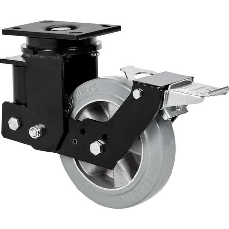 rueda giratora placa fr.10hlsbfn160-degb suspension goma gris elastica bolas (1/2)
