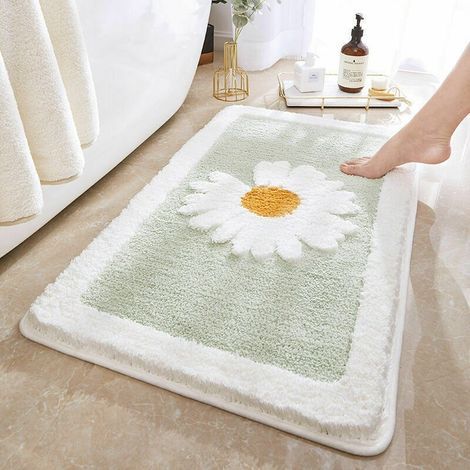 Alfombrilla de baño absorbente Daisy, alfombrilla de baño de poliéster suave, alfombrilla de ducha absorbente, lavable a máquina, 45 x 60 cm