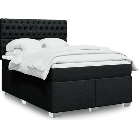 Boxspringbett mit Matratze Schwarz 140x200 cm Stoff
