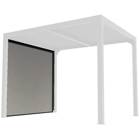 Habrita – Rideau latéral pour pergola bioclimatique 2,40m – PVC tissé gris clair – Réglable en hauteur – Protection contre le vent et les regards indiscrets (1/7)