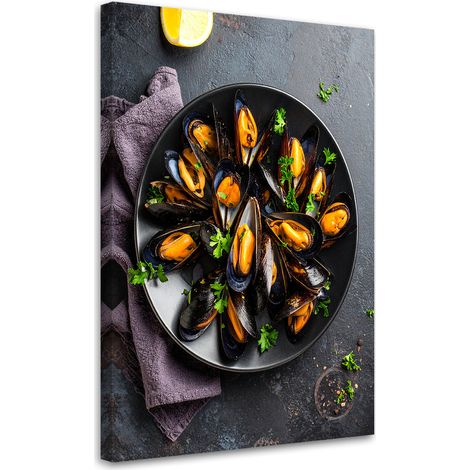Tableau déco Fruits de mer moules 70x100 (1/4)
