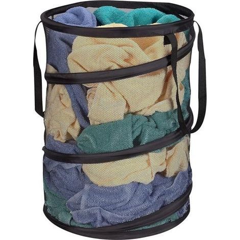 Panier à linge pliable en filet, noir, 58 cm de haut (1/3)