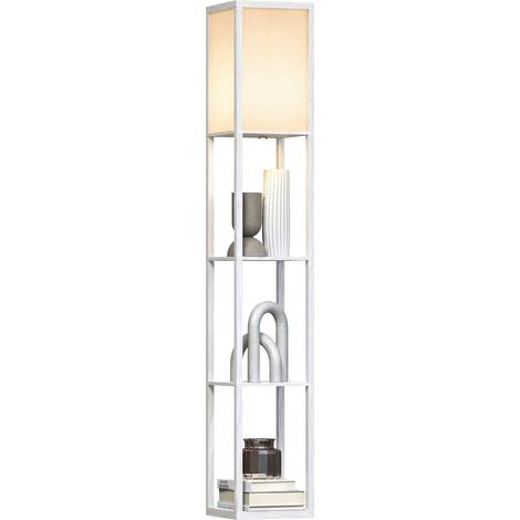 Lampadaire avec étagères, lampadaire, bois, 26 x 26 x 160 cm, pour salon/chambre (ampoule non incluse)