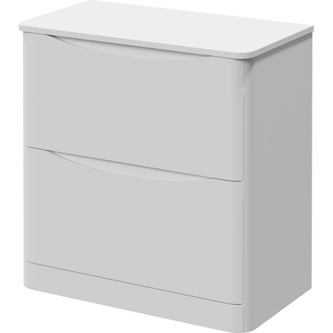Vela Satin White 800mm Floor Standing 2 Drawer Vanity Unit for Countertop Basins