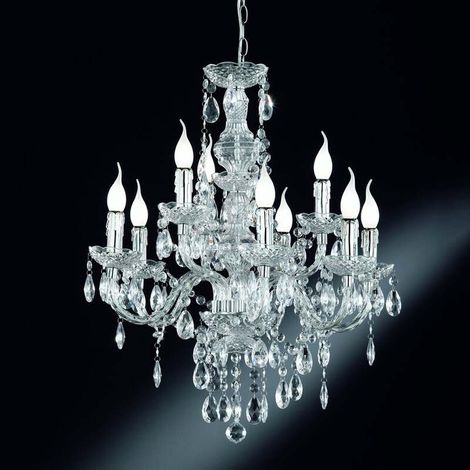 [GEBRAUCHT] B-Ware Reality Kronleuchter Pendelleuchte Perdita Chrom 9-flammig E14 LED Acryl Metall (1/2)