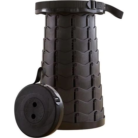 Taburete Plegable Portátil de Segunda Generación, Taburete Telescópico Ligero, Carga 550 LB, para Exteriores, Senderismo, Pesca, Barbacoa, Interior, Viajes, Fiestas, Altura Ajustable 6.5-45 cm (1/5)
