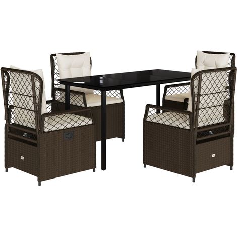 Maison Exclusive - 5-tlg. Garten-Essgruppe mit Kissen Braun Poly