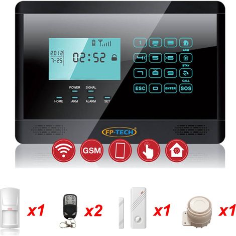 ANTIFURTO NERO ALLARME TOUCH SCREEN CASA KIT COMBINATORE GSM WIRELESS SENZA FILI APP - S