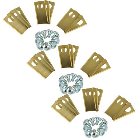 vhbw 27x Replacement Blade compatible with Honda Miimo 500, 310, 3000, 520 Cordless Lawnmower - Cutter Blades, Silver Gold, steel (titan coating)