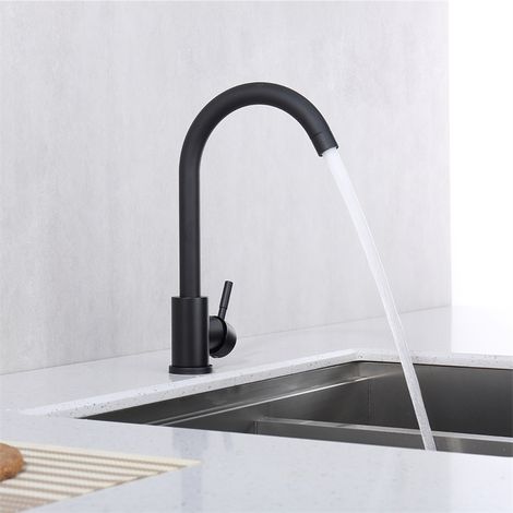 Miscelatore da Cucina Nero Rubinetto da Cucina Ruotabile a 360° Miscelatore per Lavello in Acciaio Inox Nero (1/5)