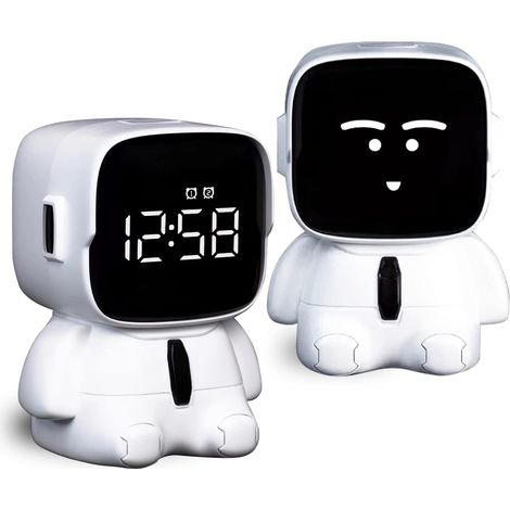 Digitaler Wecker für Kinder, elektronische LED-Digitaluhr, Schlummermodus, hohe Lautstärke, 8-stufige Lautstärkeregelung, 12/24 Stunden, 5 Klingeltöne, Countdown, Geburtstagsgeschenk für Kinder (weiß)