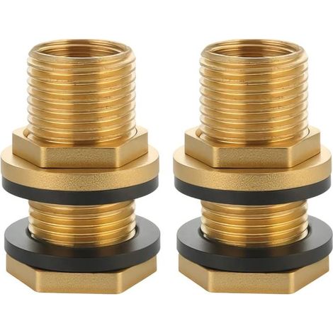 Raccord de Citerne d\'Eau de Pluie en Laiton – 2 Pièces, G3/8" à G1/2", Avec Joints Caoutchouc Inclus (1/5)