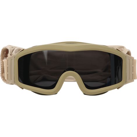 Lunettes de protection militaire anti-explosion, résistantes aux impacts et anti-poussière (Cadre kaki, verre gris) (1/5)