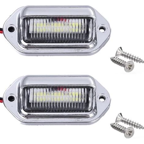 Ampoules de voiture (2 pièces) - Accessoires auto - Éclairage - Éclairage de plaque d'immatriculation - Lumière blanche - 12-24 V - Feu arrière étanche - Éclairage de pédale d'accélérateur - Argent (1/5)