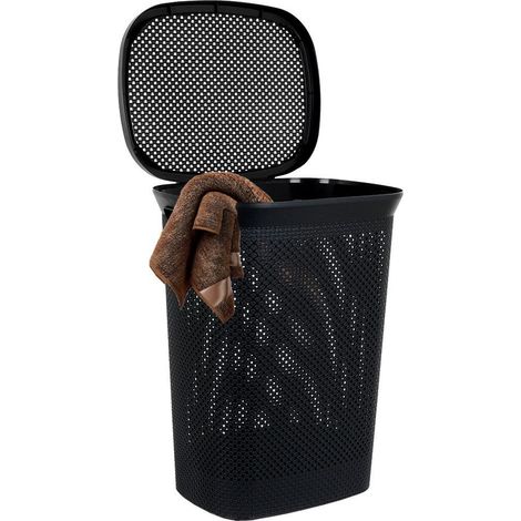 Cesto de ropa de plástico, negro, 60 l (1/5)