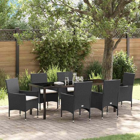 Conjunto de Comedor de Jardín 7 pcs Negro ratán sintético vidaXL (1/5)