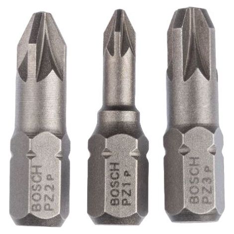 Jeu d'embouts de vissage extra-durs (PZ) Bosch, 3 pces PZ1, PZ2, PZ3, 25 mm -2607001753 (1/5)