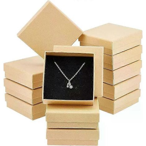 24 Stück Schmuckschachteln aus Karton, 354 x 354 x 118 mm, quadratische Kartonbox aus Kraftpapier, Geschenkverpackung für Weihnachten (1/4)