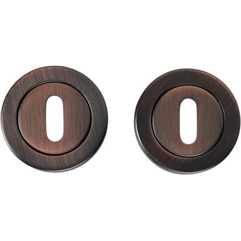 Ouvre&Déco – 2 rosaces de poignée de porte rondes ISOLA entrée de clé, Zamak aspect cuivre